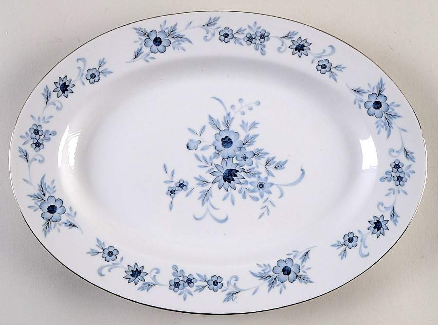 Champlain (Rounded and Pointed Flowers) 12" Oval Serving Platter by Nasco (Japan)-1