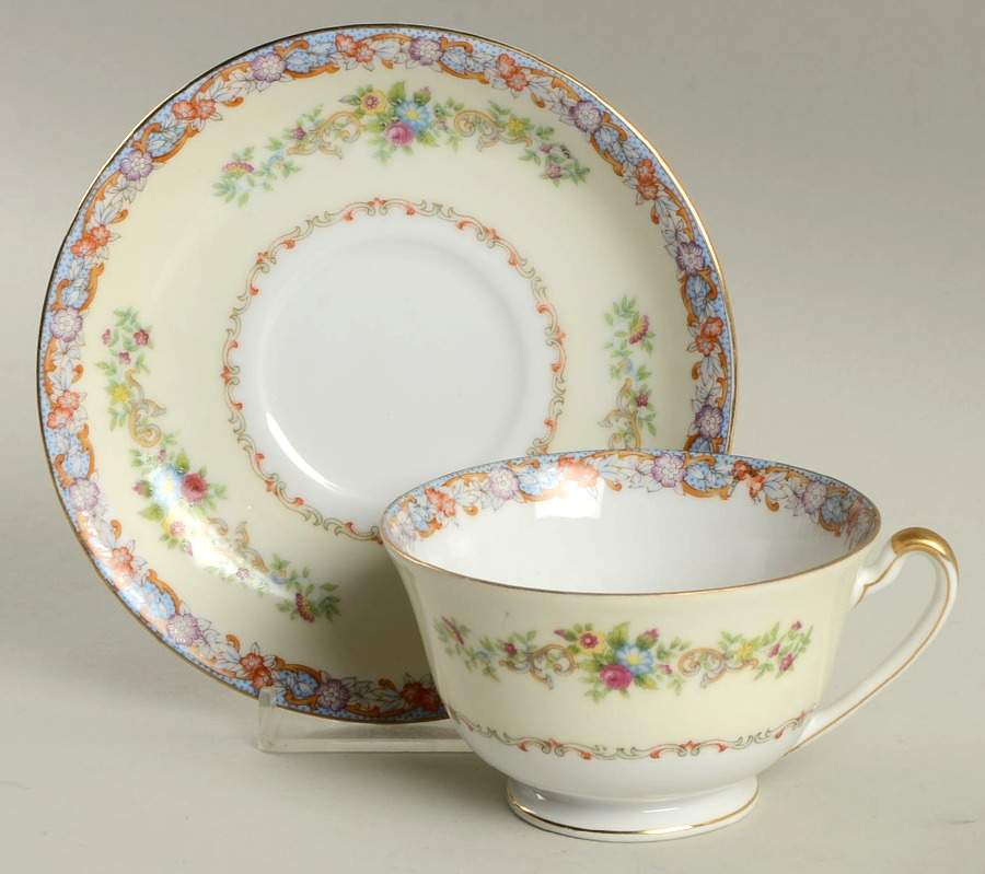 St Joan Footed Cup & Saucer Set by National China-1