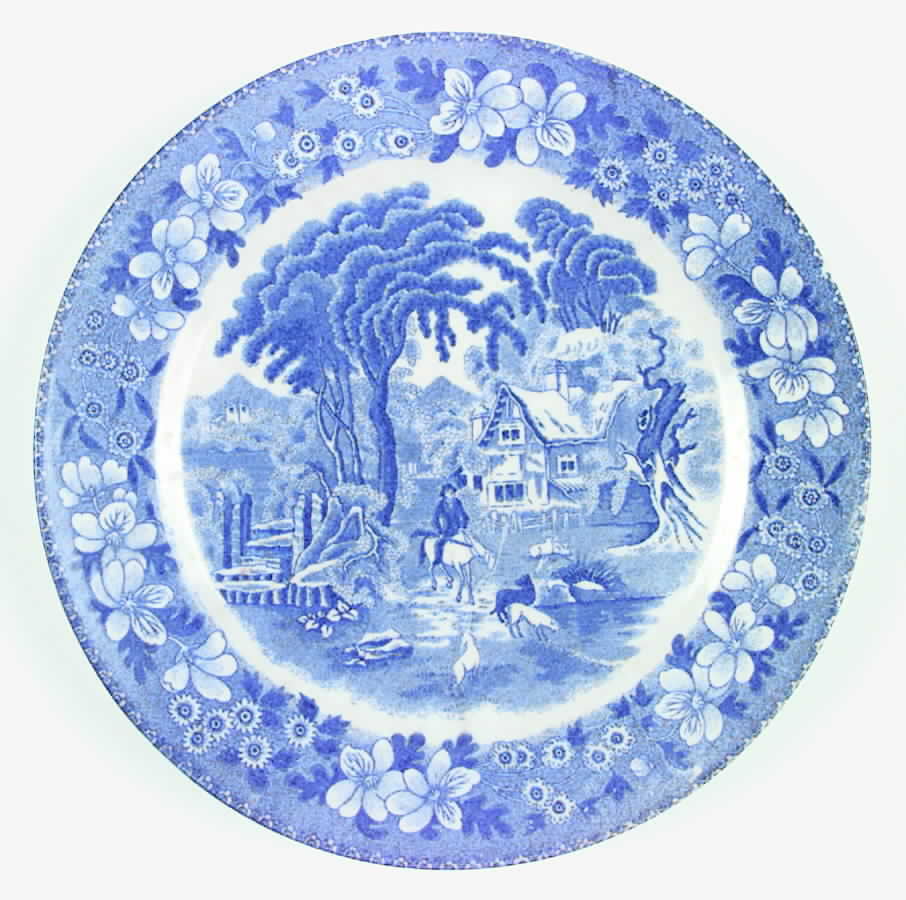 Blue Scenic Dinner Plate by National China-1
