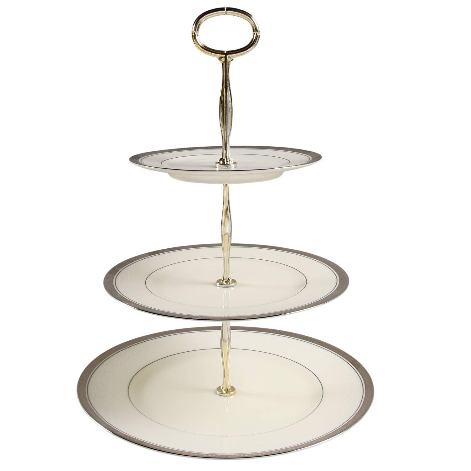 Ardmore Platinum 13 7/8"-14 1/4" 3-Tiered Serving Tray(DP,SP,BB) HC by Noritake-1