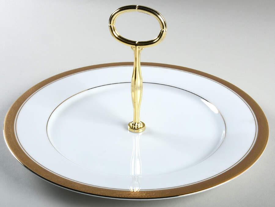 Crestwood Gold Round Serving Plate with Center Handle (Dp) Hc by Noritake-1