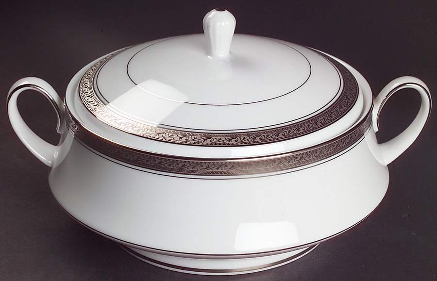 Crestwood Platinum Round Covered Vegetable by Noritake-1