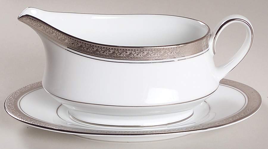 Crestwood Platinum Gravy Boat & Underplate (Relish/Butter) by Noritake-1