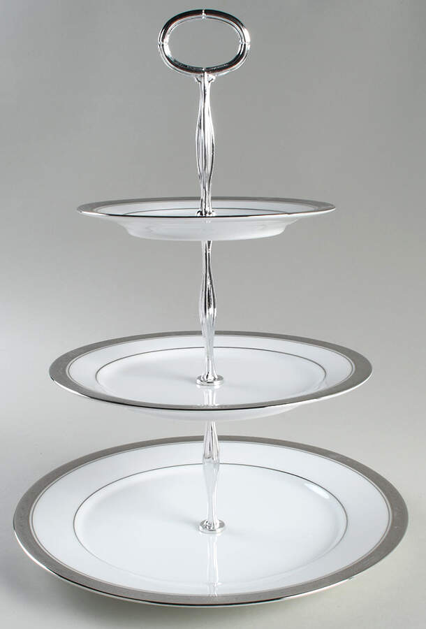Crestwood Platinum 13 7/8"-14 1/4" 3-Tiered Serving Tray(DP,SP,BB) HC by Noritake-1