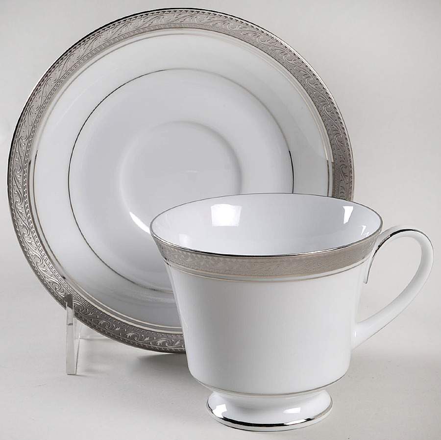 Crestwood Platinum Footed Cup & Saucer Set by Noritake-1