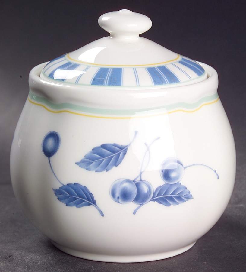 Gourmet Blue Sugar Bowl & Lid by Noritake-1