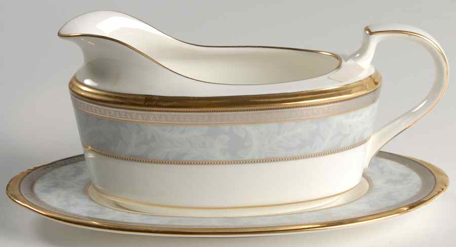 Neptune Gold Gravy Boat & Underplate (Relish/Butter) by Noritake-1