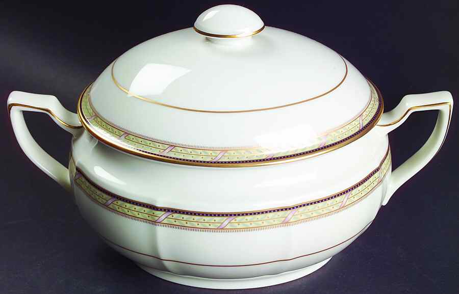 Ribbon and Gold Oval Covered Vegetable by Noritake-1
