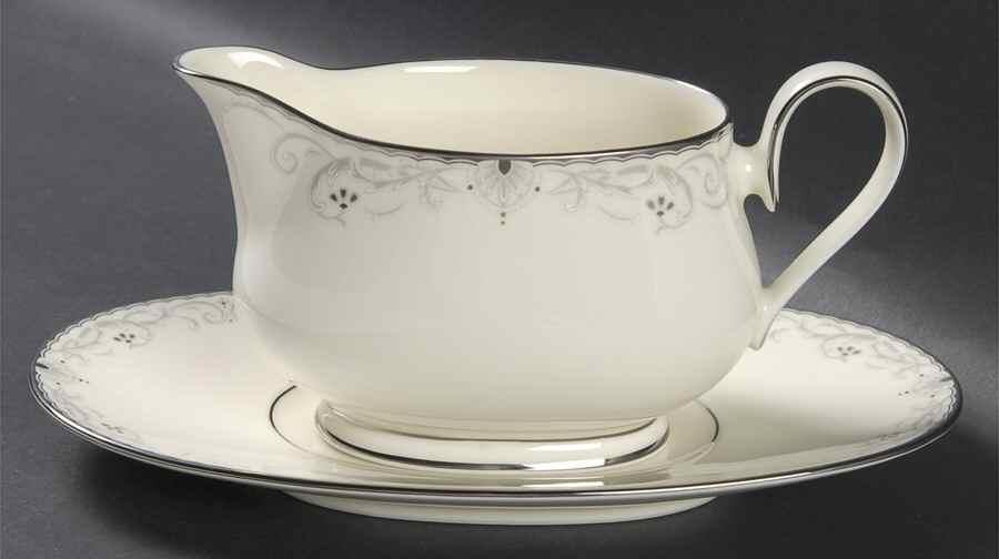 Venetian Scroll Gravy Boat & Underplate (Relish/Butter) by Noritake-1