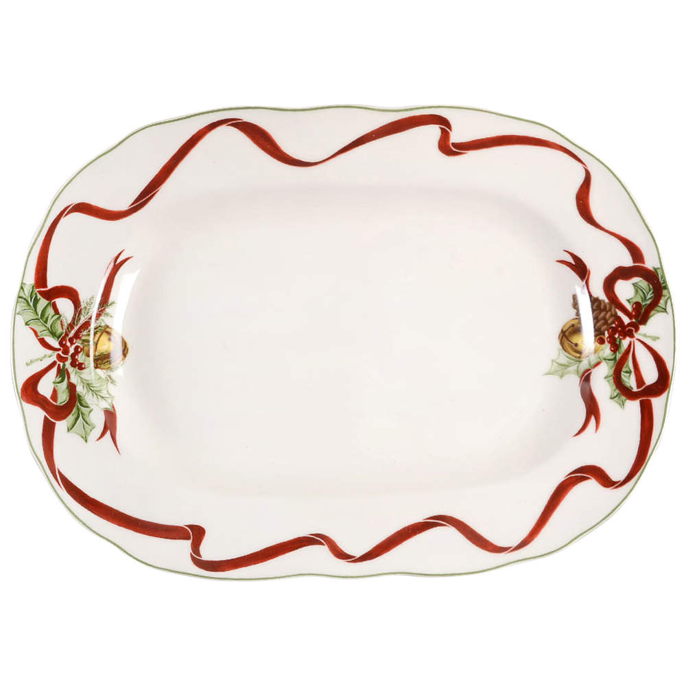 Holly Bells 14" Oval Serving Platter by Noble Excellence-1