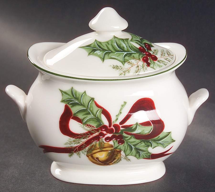 Holly Bells Sugar Bowl & Lid by Noble Excellence-1