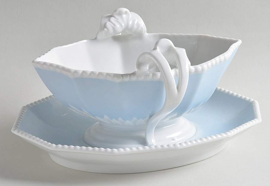 Perl Blue Gravy Boat with Attached Underplate by Nymphenburg-1