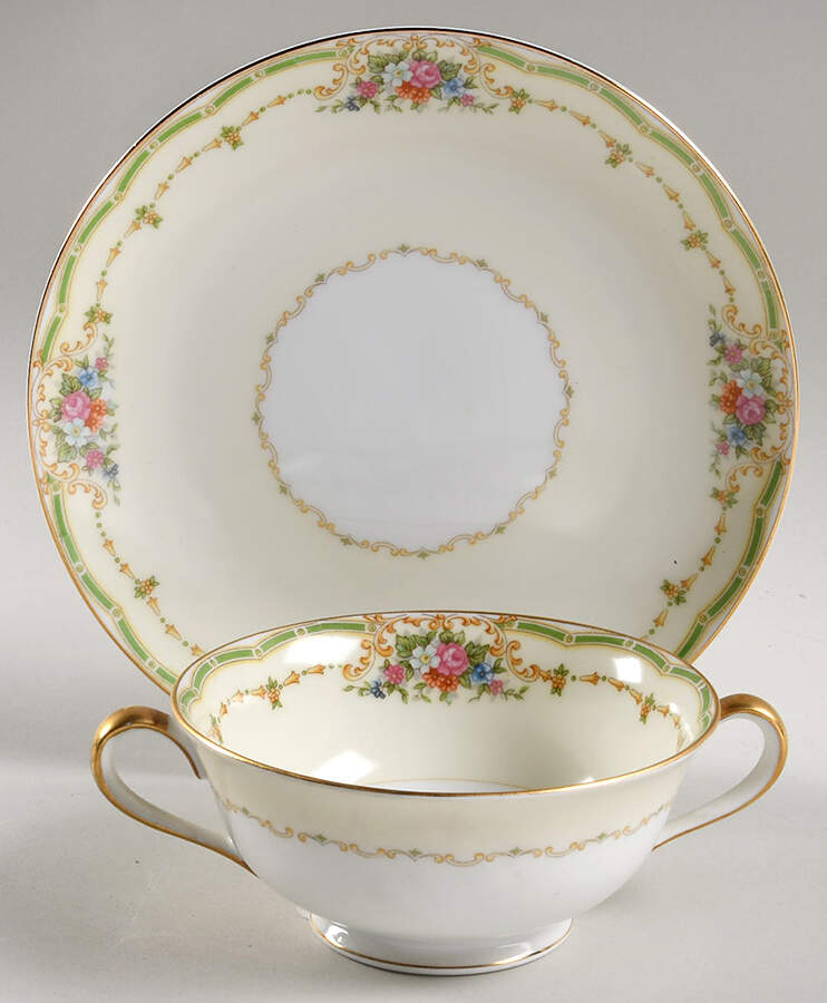 Bluemont Footed Cream Soup Bowl & Saucer Set by Noritake-1