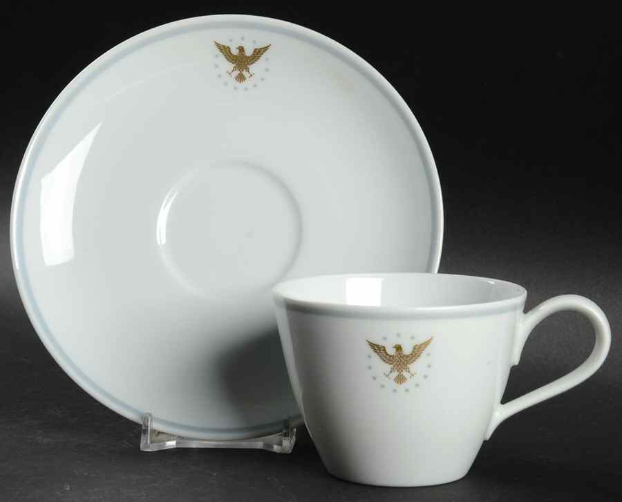 President (Gray Band) Flat Cup & Saucer Set by Noritake-1