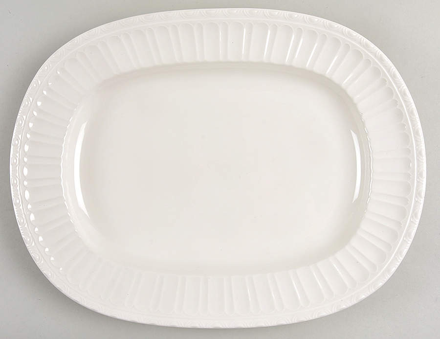 Palazzo White 14" Oval Serving Platter by Nikko-1
