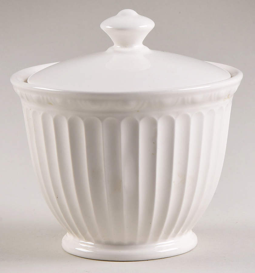 Palazzo White Sugar Bowl & Lid by Nikko-1