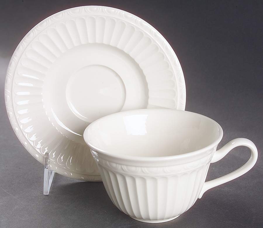 Palazzo White Flat Cup & Saucer Set by Nikko-1