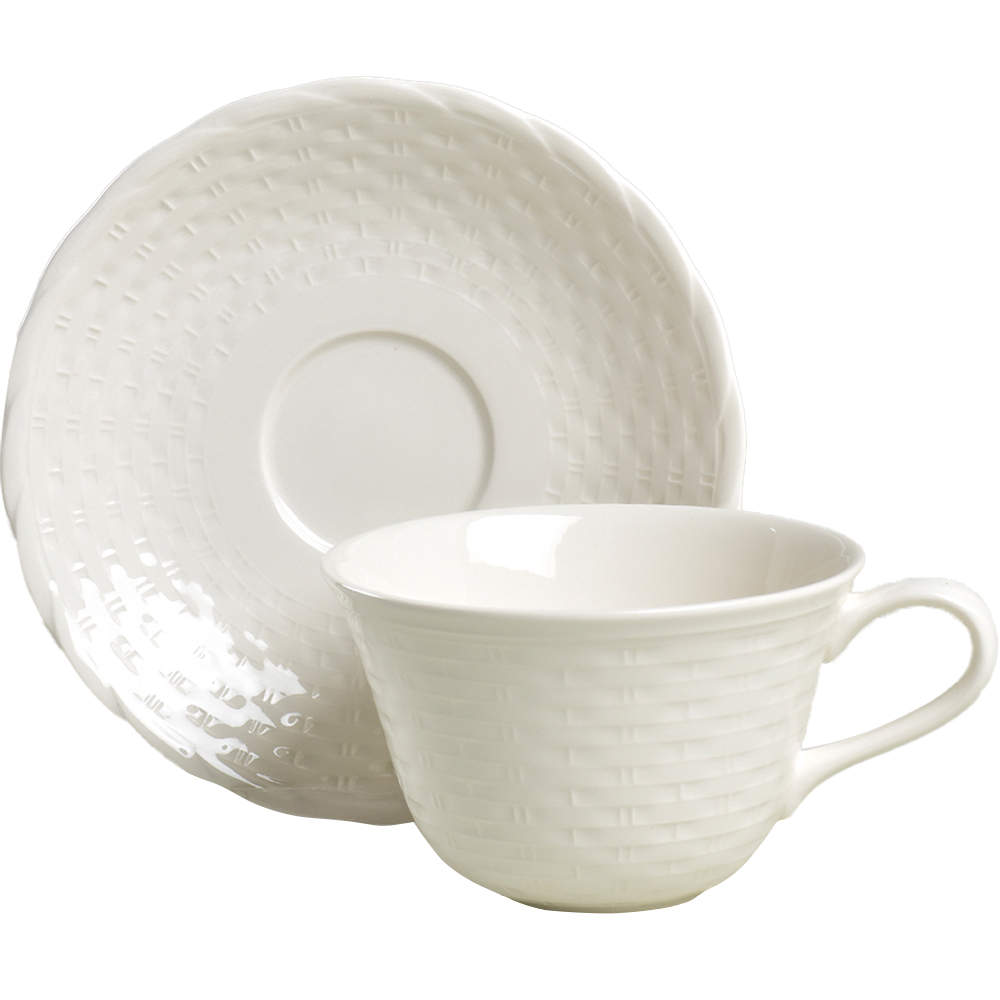 Wicker White Flat Cup & Saucer Set by Nikko-1