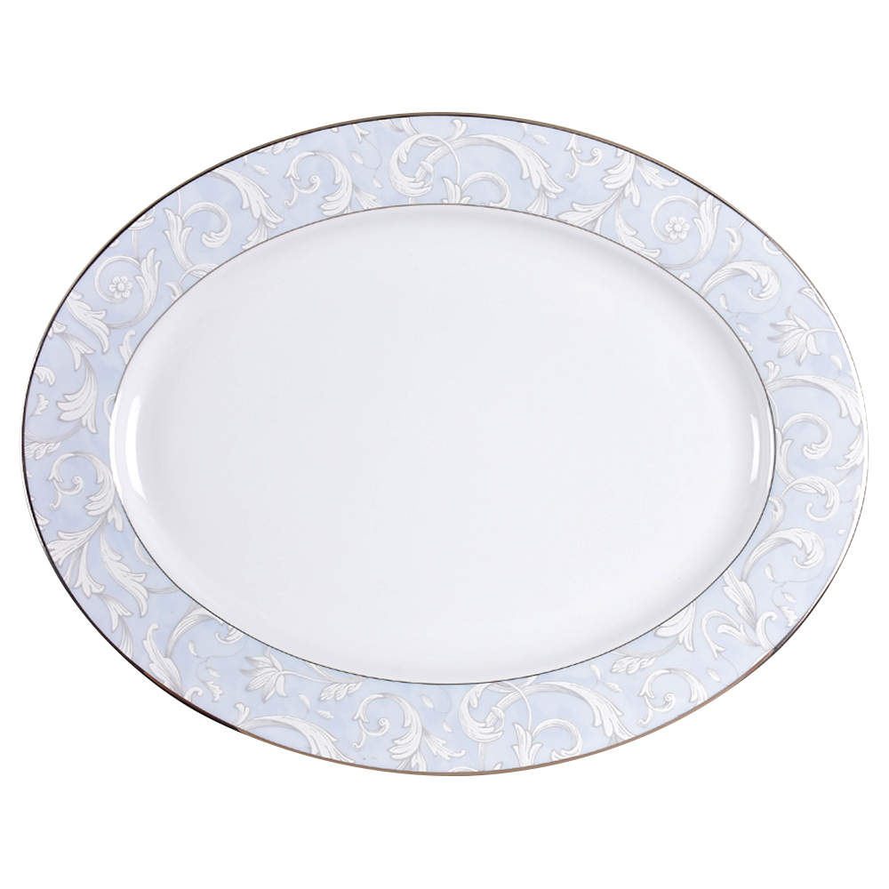 Blue Mist Platinum 14" Oval Serving Platter by Nikko-1