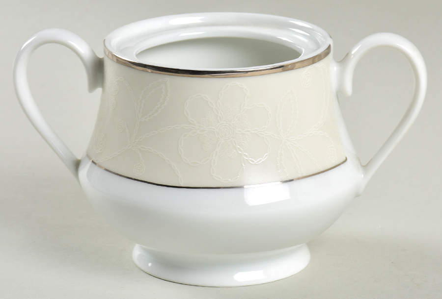White Linen Sugar Bowl No Lid by Nikko-1