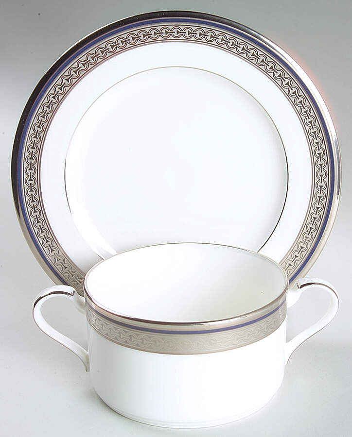 Continental Cobalt Cream Soup Bowl & Bread Plate/Saucer Set by Noritake-1