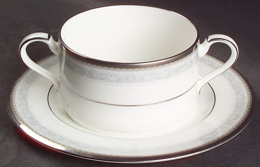 Manderleigh Cream Soup Bowl & Bread Plate/Saucer Set by Noritake-1