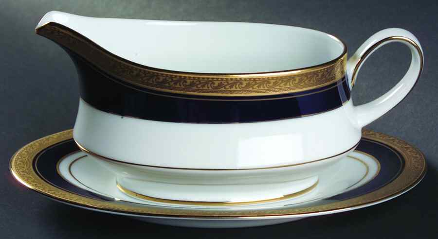 Crestwood Cobalt Gold Gravy Boat & Underplate by Noritake-1