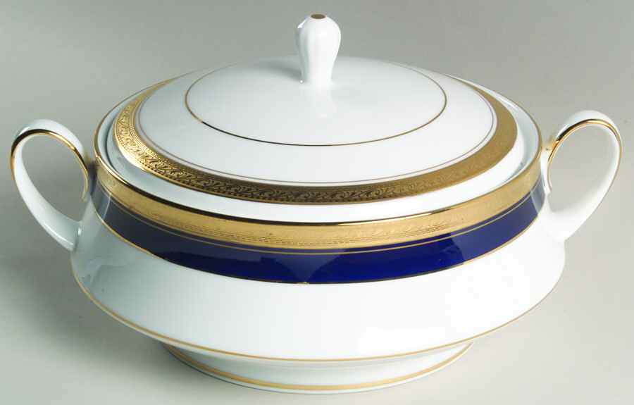 Crestwood Cobalt Gold Round Covered Vegetable by Noritake-1