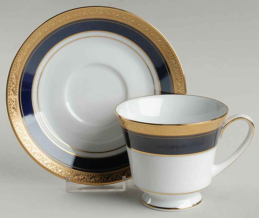 Crestwood Cobalt Gold Footed Cup & Saucer Set by Noritake-1