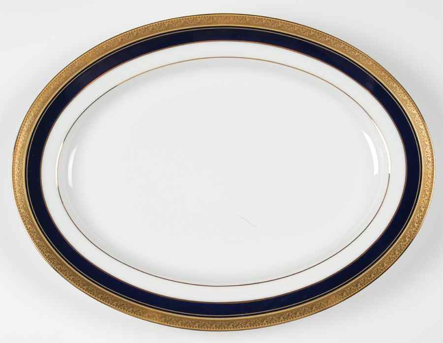 Crestwood Cobalt Gold 13" Oval Serving Platter by Noritake-1