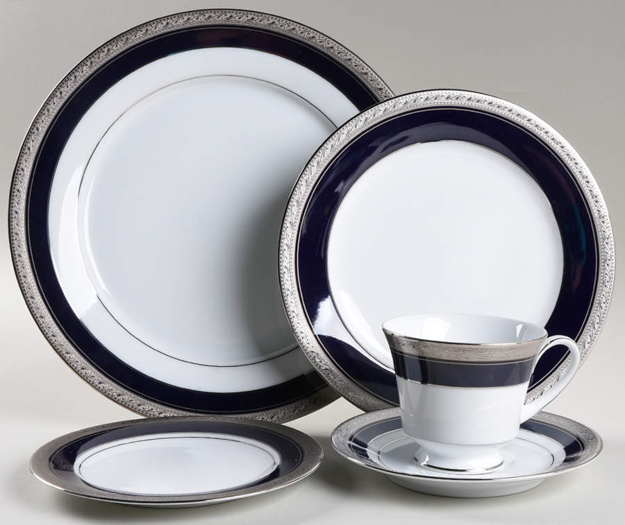 Crestwood Cobalt Platinum 5 Piece Place Setting by Noritake-1