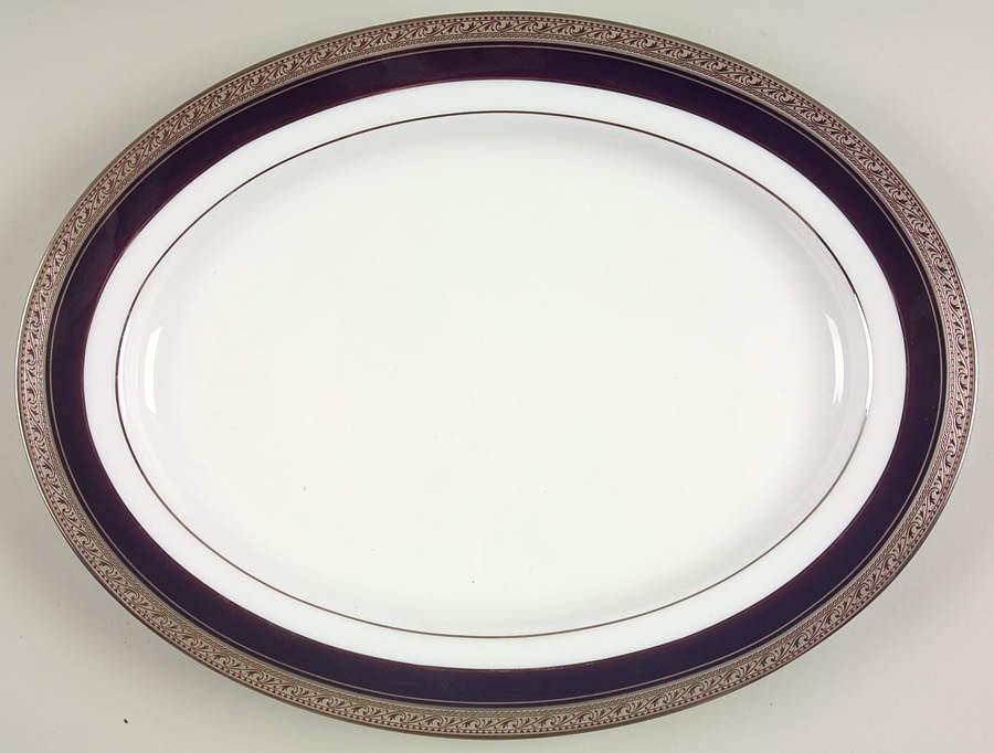 Crestwood Cobalt Platinum 13" Oval Serving Platter by Noritake-1