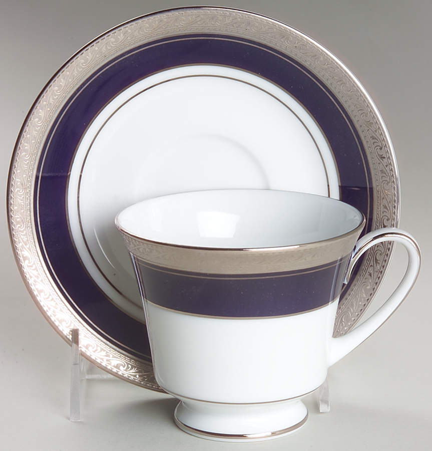 Crestwood Cobalt Platinum Footed Cup & Saucer Set by Noritake-1