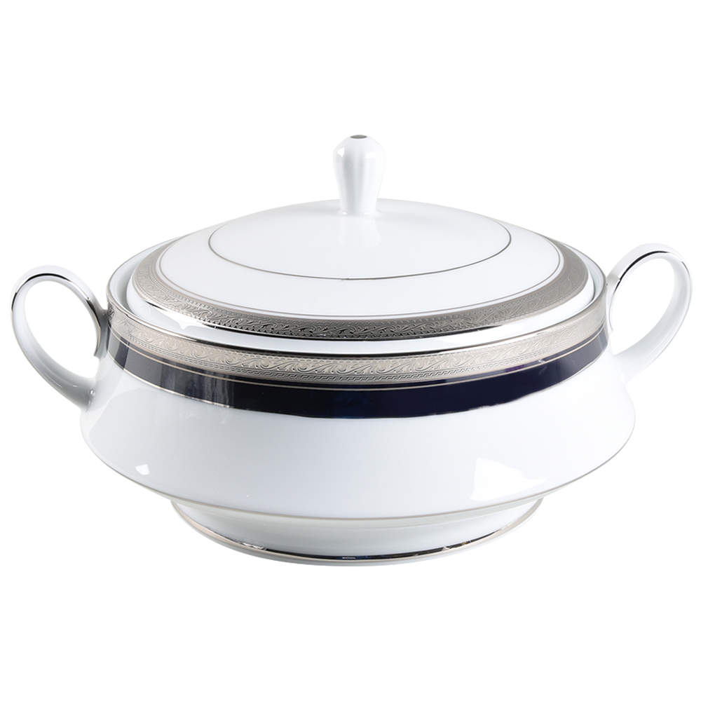 Crestwood Cobalt Platinum Round Covered Vegetable by Noritake-1