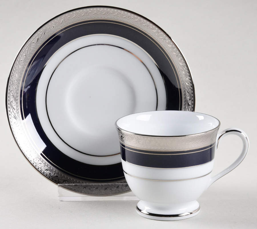 Crestwood Cobalt Platinum Footed Demitasse Cup & Saucer Set by Noritake-1