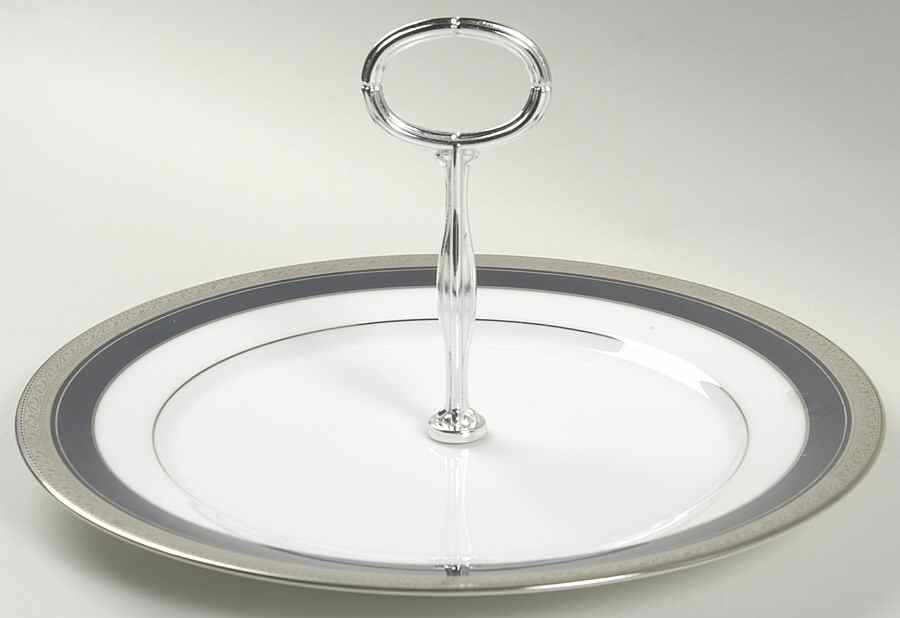 Crestwood Cobalt Platinum Round Serving Plate with Handle (DP) by Noritake-1