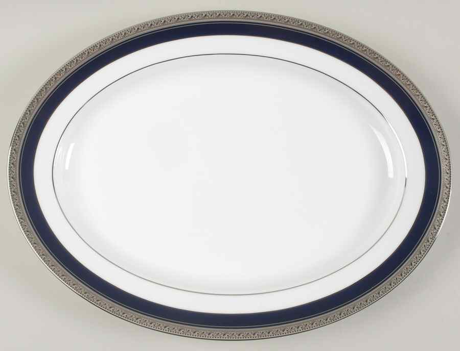 Crestwood Cobalt Platinum 16" Oval Serving Platter by Noritake-1