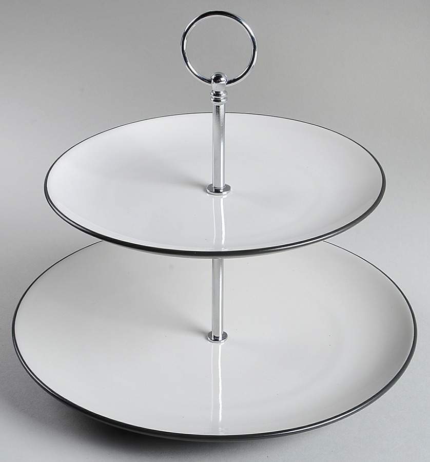 Colorwave Graphite 2 Tiered Serving Tray (Dinner & Salad Plate) by Noritake-1