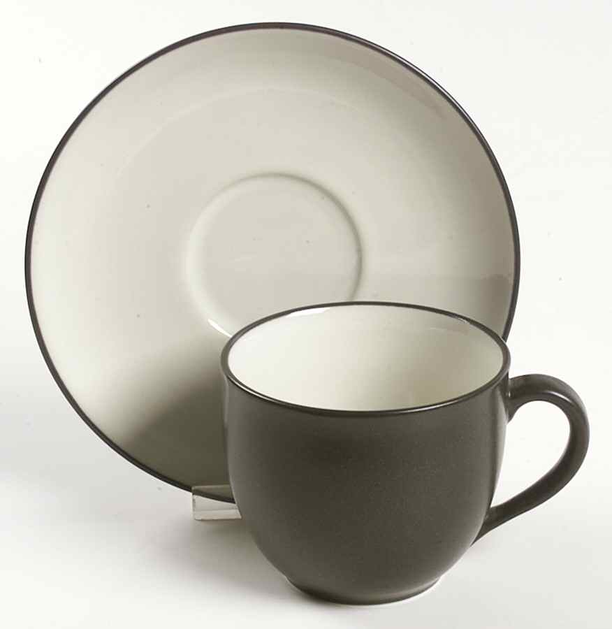 Colorwave Graphite Flat Cup & Saucer Set by Noritake-1