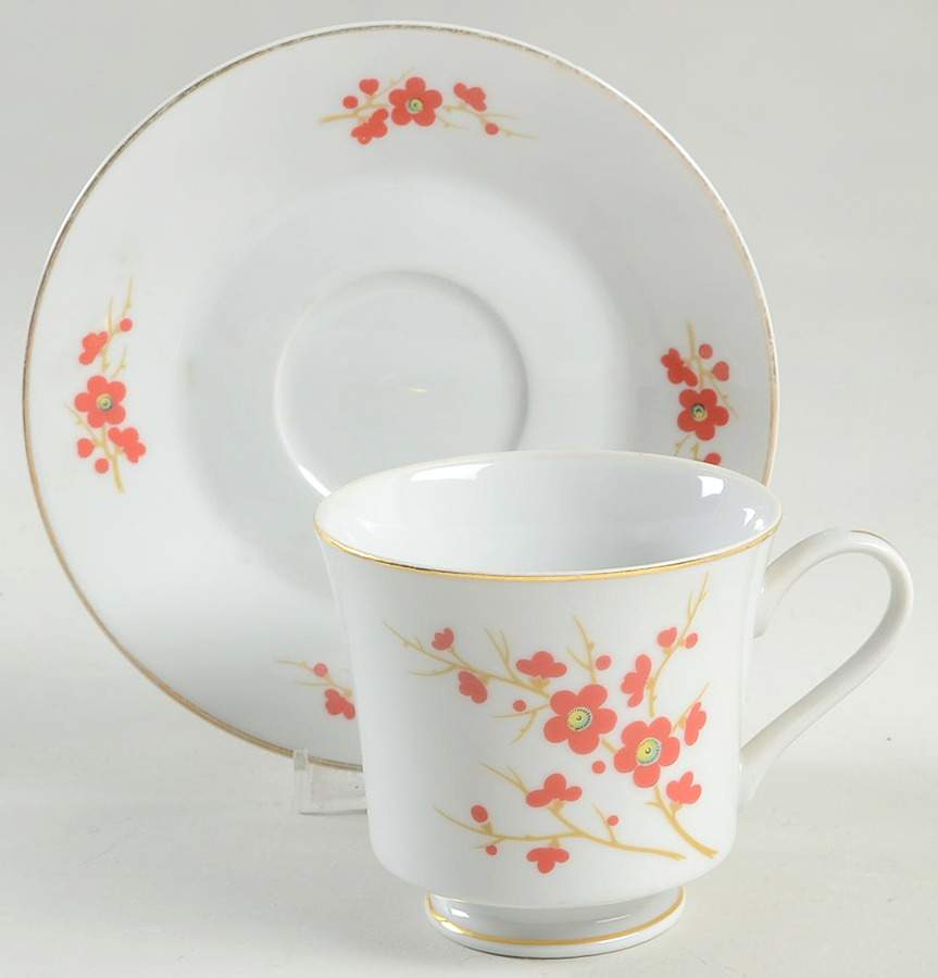 Ruby Footed Cup & Saucer Set by Norleans-1