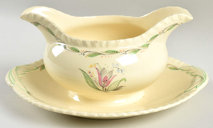 1214 Gravy Boat with Attached Underplate by Newhall-1