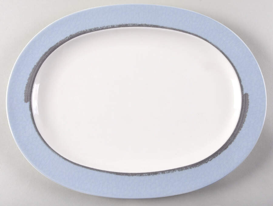 Ambience Blue 14" Oval Serving Platter by Noritake-1