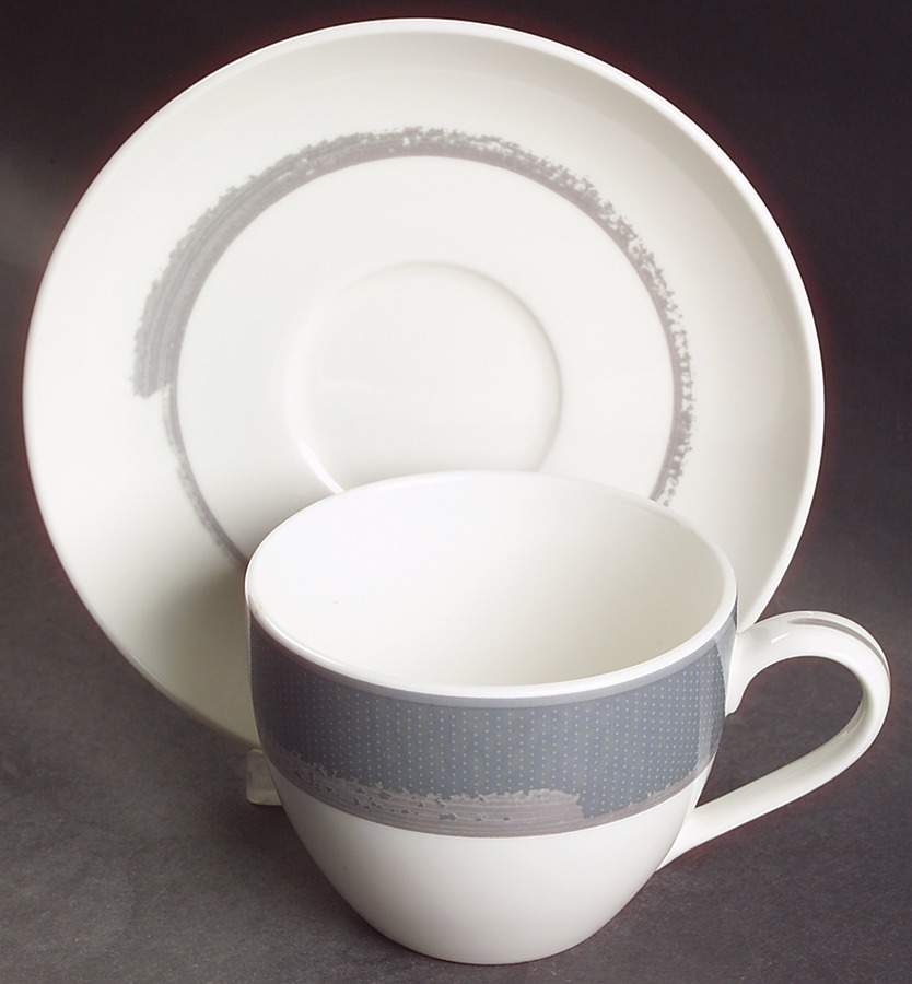 Ambience Charcoal Flat Cup & Saucer Set by Noritake-1