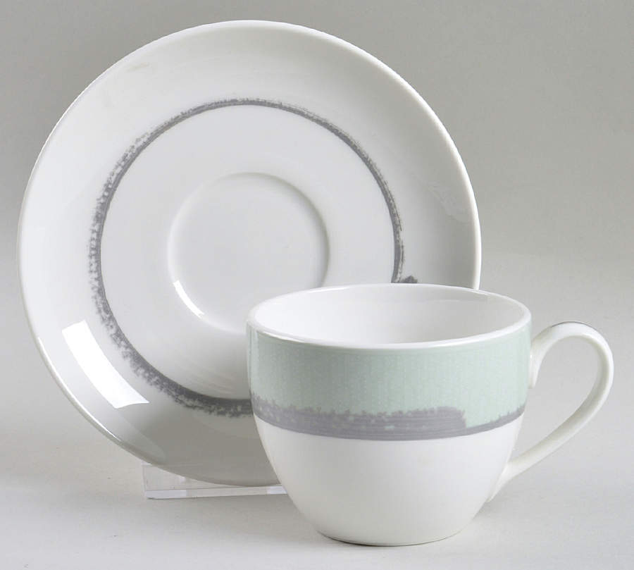 Ambience Green Flat Cup & Saucer Set by Noritake-1