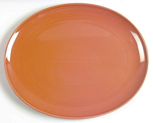 Solid Color Salmon 14" Oval Serving Platter by Nancy Calhoun-1