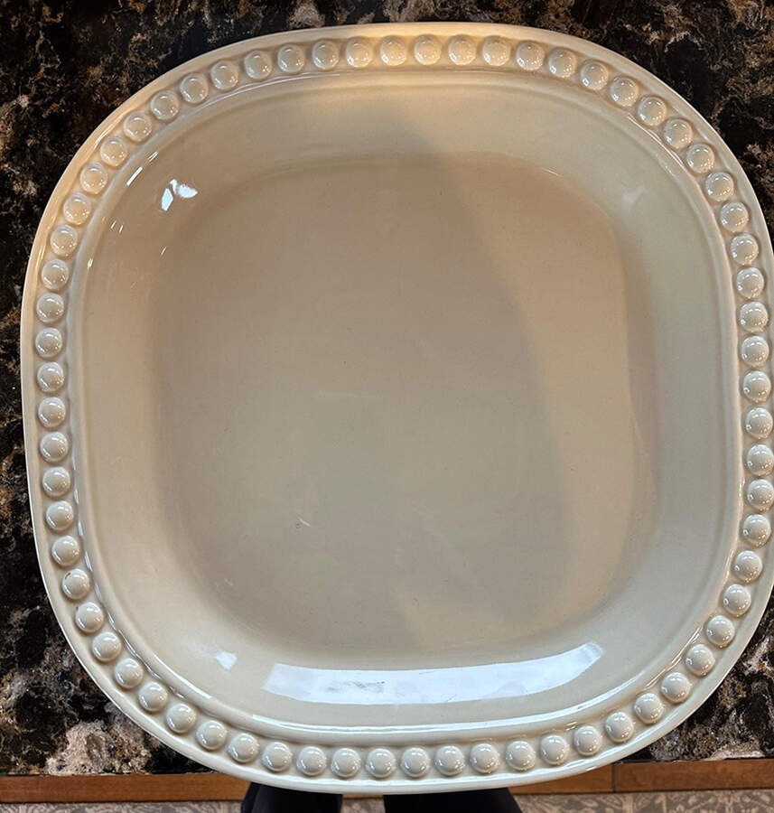 Del Mar Sand Beige 14" Square Platter by Nancy Calhoun-1