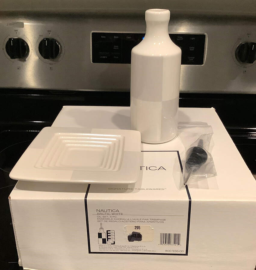 Arctic White Oil Jar & Drizzler with 4 Dipping Bowls by Nautica-1