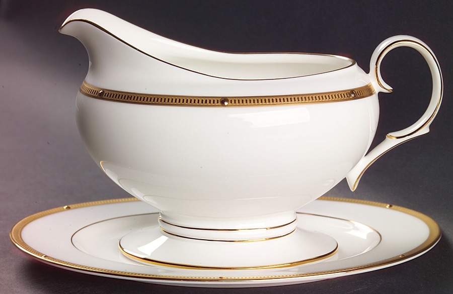 Rochelle Gold Gravy Boat & Underplate (Relish/Butter) by Noritake-1