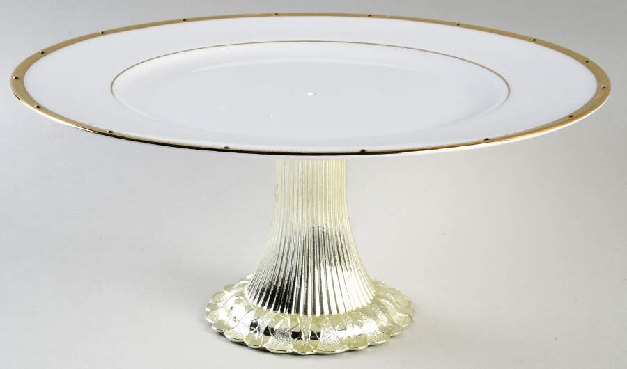 Rochelle Gold Cake Stand with 4"-5" Metal Pedestal  Hc by Noritake-1
