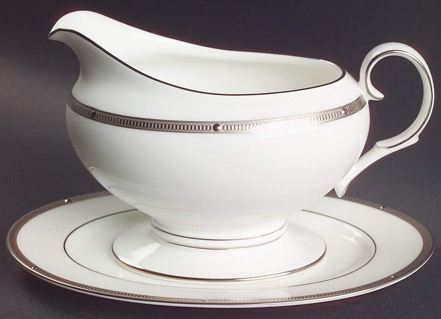 Rochelle Platinum Gravy Boat & Underplate (Relish/Butter) by Noritake-1